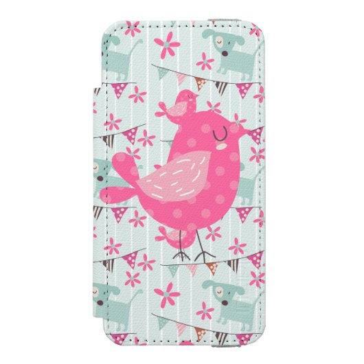Coque Portefeuille Incipio Pour iPhone Oiseaux, Chiens, Bannières, Fleurs (Folio Devant)