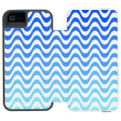 Coque Portefeuille Incipio Pour iPhone Ondes bleues dégradantes (Folio Ouvert)