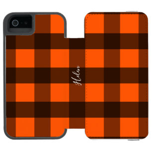 Coque-portefeuille iPhone 5 Incipio Watson™ Orange and Black Guingham
