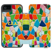 Coque Portefeuille Incipio Pour iPhone Orange Initials Mosaic (Folio Ouvert)