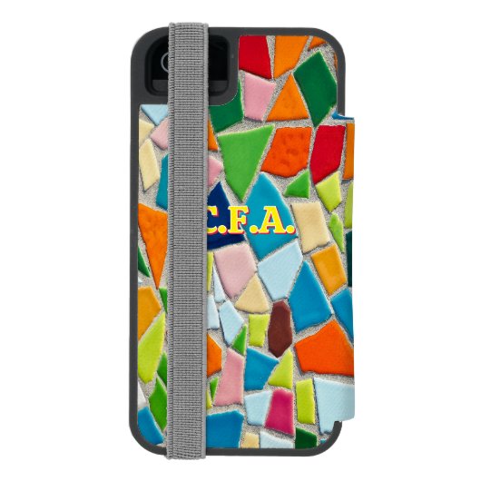 Coque Portefeuille Incipio Pour iPhone Orange Initials Mosaic (Folio Dos)