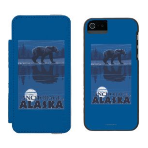 Coque-portefeuille iPhone 5 Incipio Watson™ Ours dans le clair de lune - Anchorage, Alaska