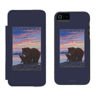 Coque-portefeuille iPhone 5 Incipio Watson™ Ours et CUB - Anchorage, Alaska
