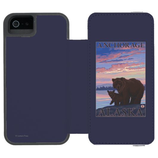 Coque Portefeuille Incipio Pour iPhone Ours et CUB - Anchorage, Alaska (Folio Ouvert)
