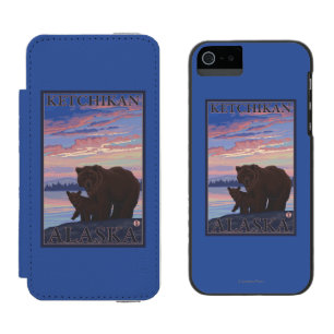Coque-portefeuille iPhone 5 Incipio Watson™ Ours et CUB - Ketchikan, Alaska