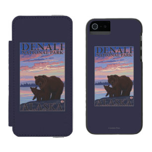 Coque-portefeuille iPhone 5 Incipio Watson™ Ours et CUB - parc national de Denali, Alaska