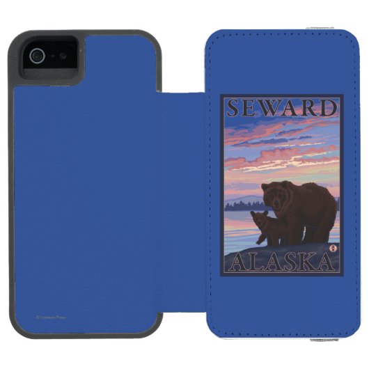 Coque Portefeuille Incipio Pour iPhone Ours et CUB - Seward, Alaska (Folio Ouvert)