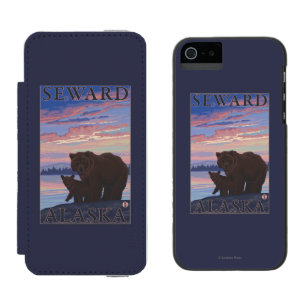 Coque-portefeuille iPhone 5 Incipio Watson™ Ours et CUB - Seward, Alaska