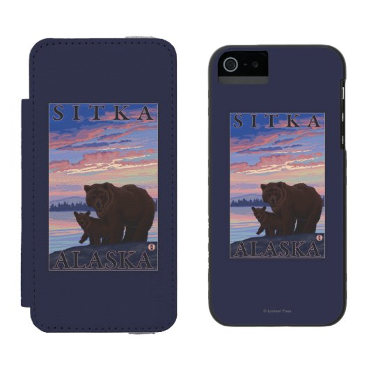 Coque Portefeuille Incipio Pour iPhone Ours et CUB - Sitka, Alaska (Côté par côté)