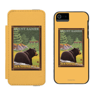 Coque-portefeuille iPhone 5 Incipio Watson™ Ours noir dans la forêt - le mont Rainier,