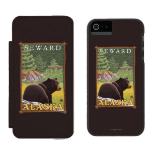 Coque-portefeuille iPhone 5 Incipio Watson™ Ours noir dans la forêt - Seward, Alaska
