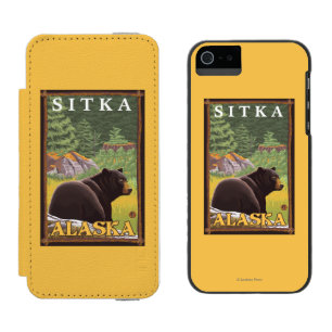 Coque-portefeuille iPhone 5 Incipio Watson™ Ours noir dans la forêt - Sitka, Alaska