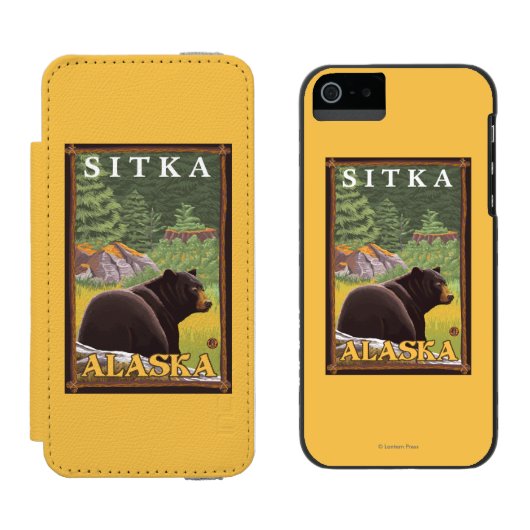 Coque Portefeuille Incipio Pour iPhone Ours noir dans la forêt - Sitka, Alaska (Côté par côté)