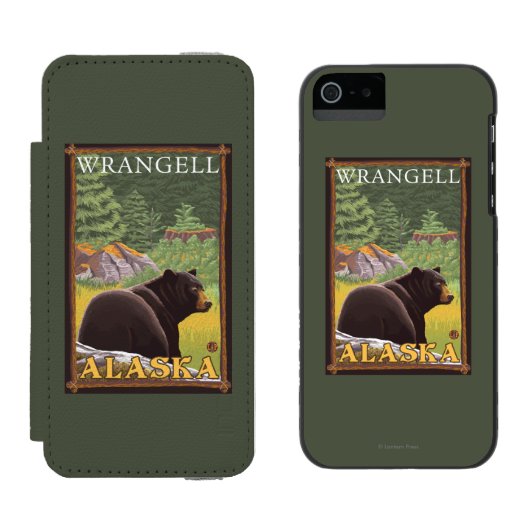Coque Portefeuille Incipio Pour iPhone Ours noir dans la forêt - Wrangell, Alaska (Côté par côté)