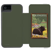 Coque Portefeuille Incipio Pour iPhone Ours noir dans la forêt - Wrangell, Alaska (Folio Ouvert)