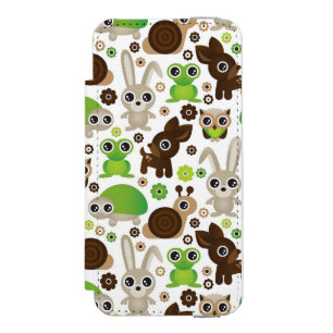 Coque-portefeuille iPhone 5 Incipio Watson™ papier peint d'animal de lapin de tortue de cerfs
