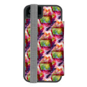 Coque Portefeuille Incipio Pour iPhone Papier peint vert et rouge abstrait (Folio Dos)