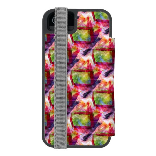 Coque Portefeuille Incipio Pour iPhone Papier peint vert et rouge abstrait (Folio Dos)