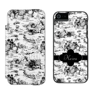 Coque-portefeuille iPhone 5 Incipio Watson™ Pays noir et blanc vintage Toile