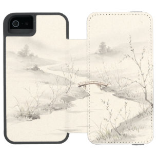 Coque-portefeuille iPhone 5 Incipio Watson™ Paysages brumeux Sumi-e japonais