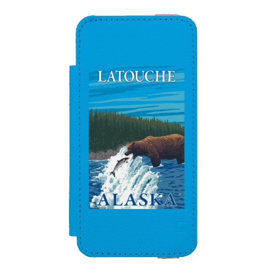 Coque Portefeuille Incipio Pour iPhone Pêche d'ours en rivière - Latouche, Alaska (Folio Devant)