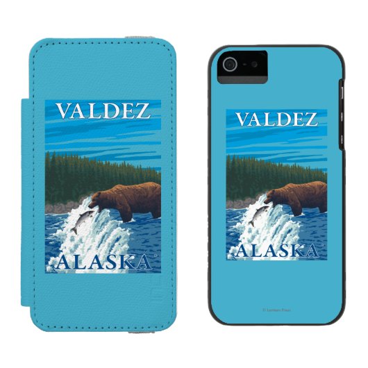 Coque Portefeuille Incipio Pour iPhone Pêche d'ours en rivière - Valdez, Alaska (Côté par côté)