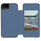 Coque Portefeuille Incipio Pour iPhone Pêcheur de mouche - Anchorage, Alaska (Folio Ouvert)