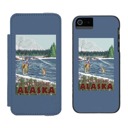 Coque Portefeuille Incipio Pour iPhone Pêcheur de mouche - Latouche, Alaska (Côté par côté)