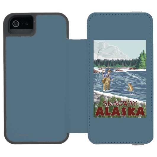 Coque Portefeuille Incipio Pour iPhone Pêcheur de mouche - Skagway, Alaska (Folio Ouvert)