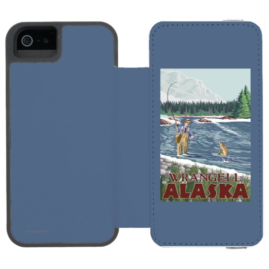 Coque Portefeuille Incipio Pour iPhone Pêcheur de mouche - Wrangell, Alaska (Folio Ouvert)