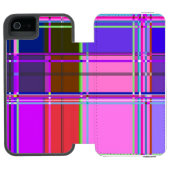 Coque Portefeuille Incipio Pour iPhone Pink tartan Fabric Pattern Cloth Madras (Folio Ouvert)