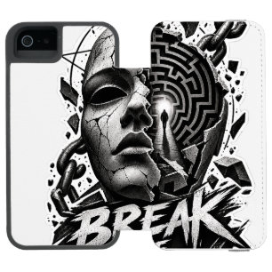 Coque-portefeuille iPhone 5 Incipio Watson™ Porte-monnaie graphique monochrome édifiant Briser