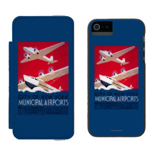 Coque-portefeuille iPhone 5 Incipio Watson™ Poster vintage municipal d'aéroport de New York