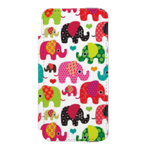Coque-portefeuille iPhone 5 Incipio Watson™ rétro papier peint de motif d'enfants d'éléphan