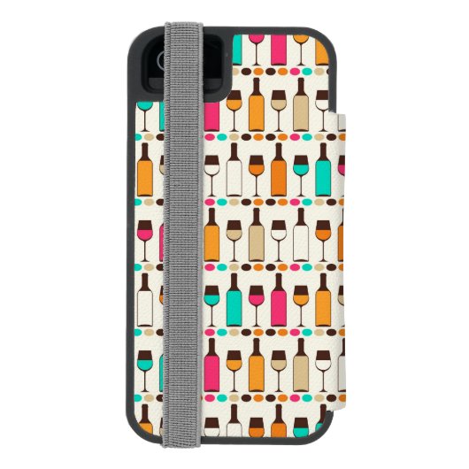 Coque Portefeuille Incipio Pour iPhone Rétros bouteilles et verres de vin (Folio Dos)