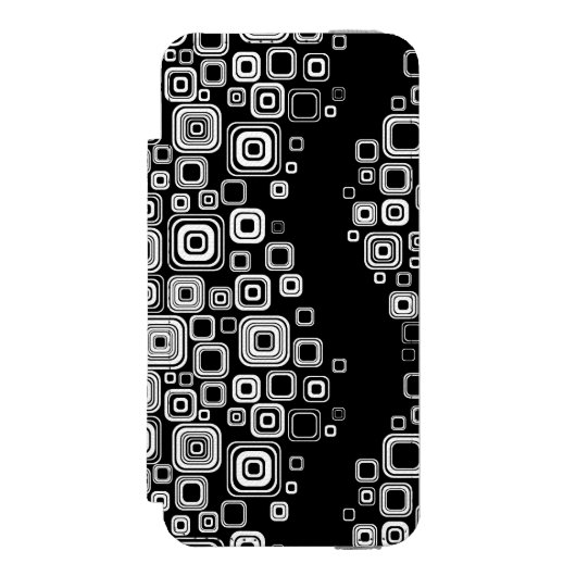 Coque Portefeuille Incipio Pour iPhone Rétros carrés noirs et blancs (Folio Devant)