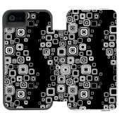 Coque Portefeuille Incipio Pour iPhone Rétros carrés noirs et blancs (Folio Ouvert)