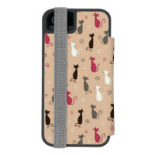 Coque Portefeuille Incipio Pour iPhone rose de motif de chats (Folio Dos)