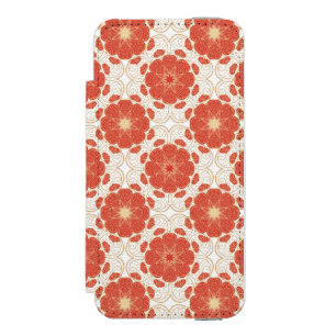 Coque-portefeuille iPhone 5 Incipio Watson™ Rouge et motif floral de dentelle d'or