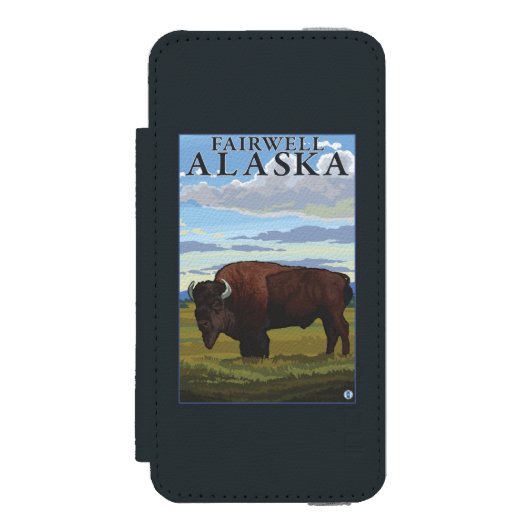Coque Portefeuille Incipio Pour iPhone Scène de bison - Fairwell, Alaska (Folio Devant)