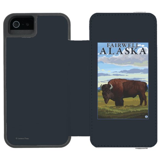 Coque Portefeuille Incipio Pour iPhone Scène de bison - Fairwell, Alaska (Folio Ouvert)