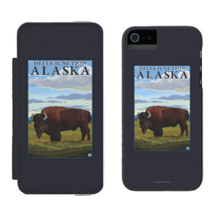 Coque-portefeuille iPhone 5 Incipio Watson™ Scène de bison - jonction de delta, Alaska