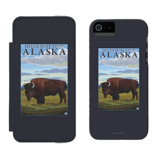 Coque Portefeuille Incipio Pour iPhone Scène de bison - jonction de delta, Alaska (Côté par côté)
