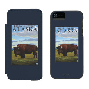 Coque-portefeuille iPhone 5 Incipio Watson™ Scène de bison - jonction de delta, Alaska