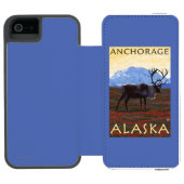 Coque Portefeuille Incipio Pour iPhone Scène de caribou - Anchorage, Alaska (Folio Ouvert)