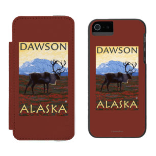 Coque-portefeuille iPhone 5 Incipio Watson™ Scène de caribou - Dawson, Alaska