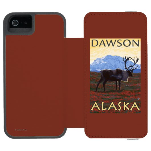 Coque Portefeuille Incipio Pour iPhone Scène de caribou - Dawson, Alaska (Folio Ouvert)