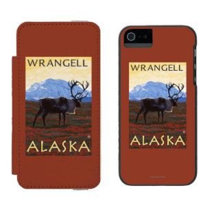Coque-portefeuille iPhone 5 Incipio Watson™ Scène de caribou - Wrangell, Alaska