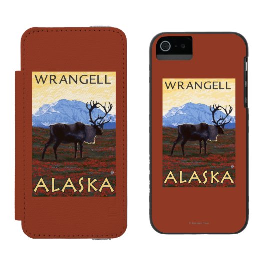 Coque Portefeuille Incipio Pour iPhone Scène de caribou - Wrangell, Alaska (Côté par côté)