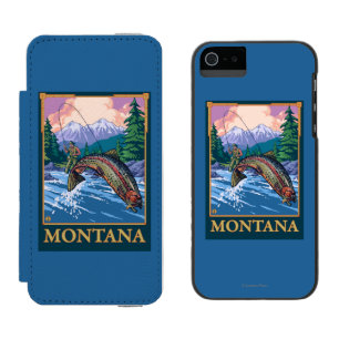 Coque-portefeuille iPhone 5 Incipio Watson™ Scène de pêche de mouche - Montana